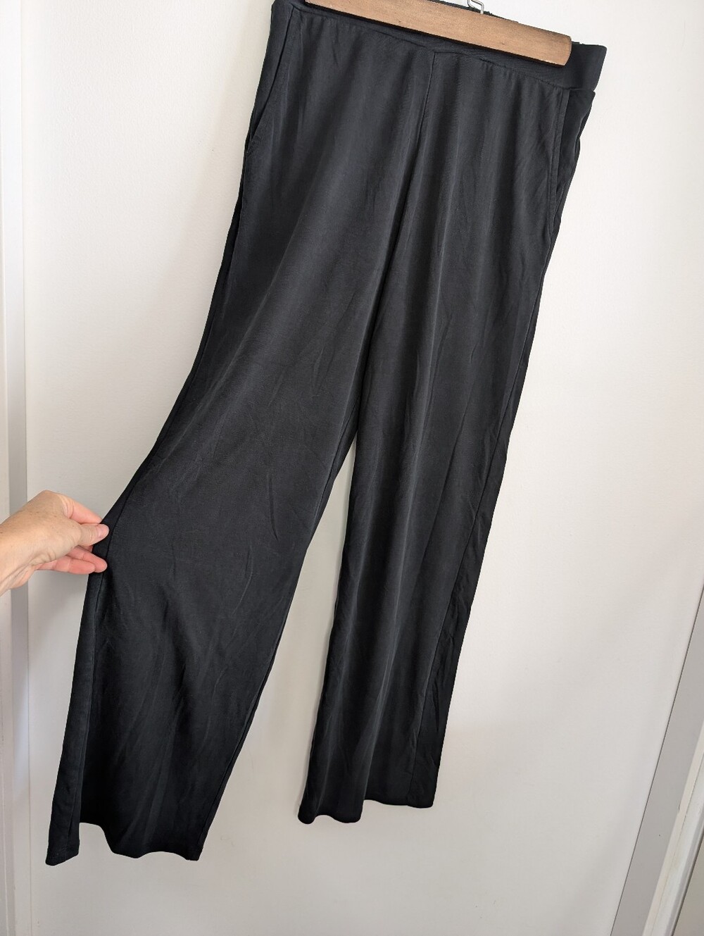 Oak And Fort XS Wide Leg Pants Black Baggy High Waisted Stretchy Modal Lounge